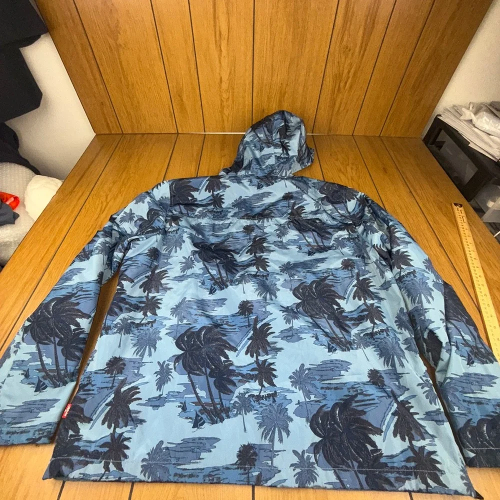 Levi's Pullover Anorak Jacket‎ Hooded Palm Print Blue XL